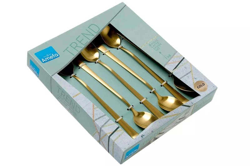 Coffret de 6 cuillères mazagran Amefa Austin inox revêtement coloré
