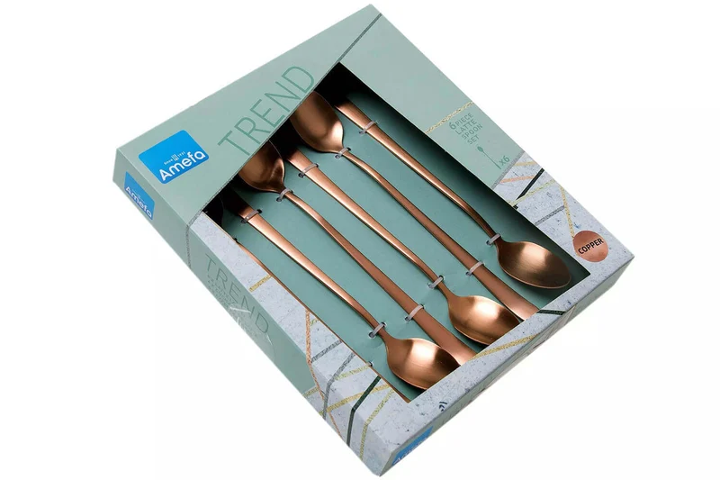 Coffret de 6 cuillères mazagran Amefa Austin inox revêtement coloré