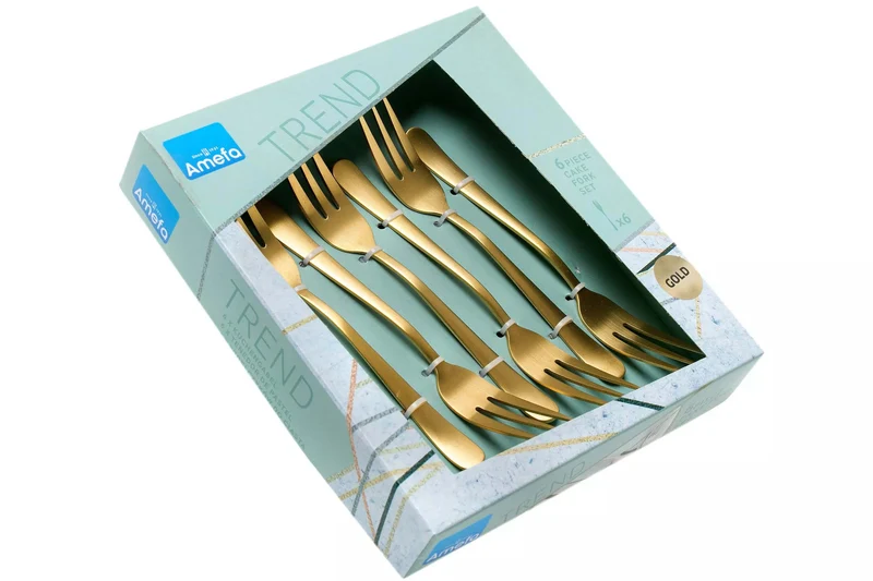 Coffret de 6 fourchettes dessert Amefa Austin inox revêtement coloré