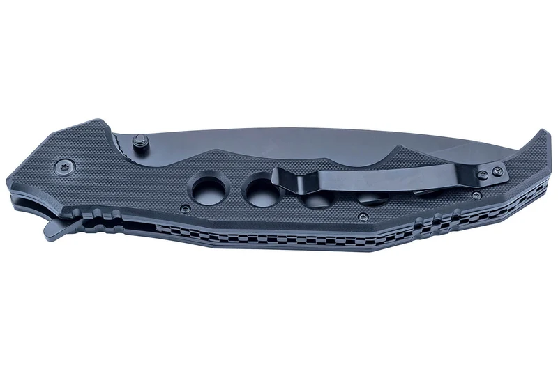 Grand couteau pliant Herbertz 596819 manche fin et ergonomique ajouré G10 noir 19,2cm