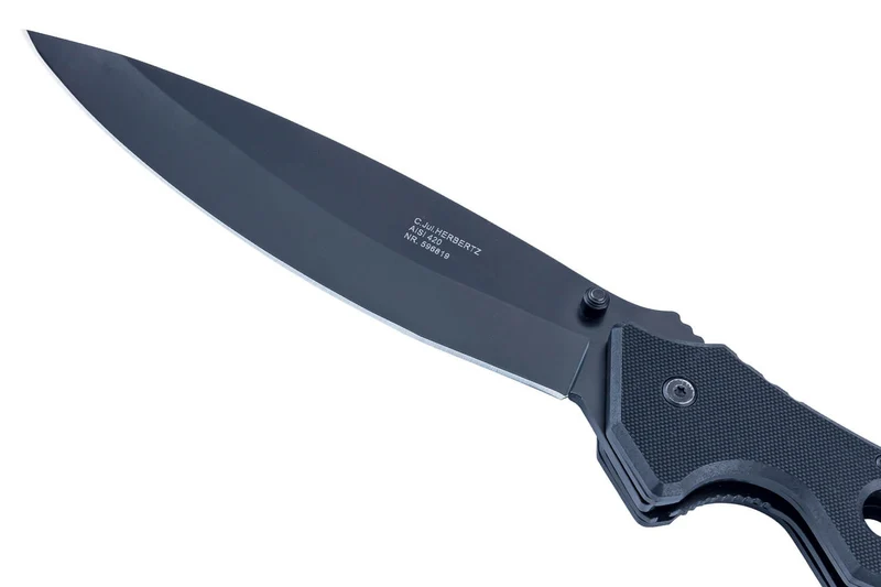 Grand couteau pliant Herbertz 596819 manche fin et ergonomique ajouré G10 noir 19,2cm