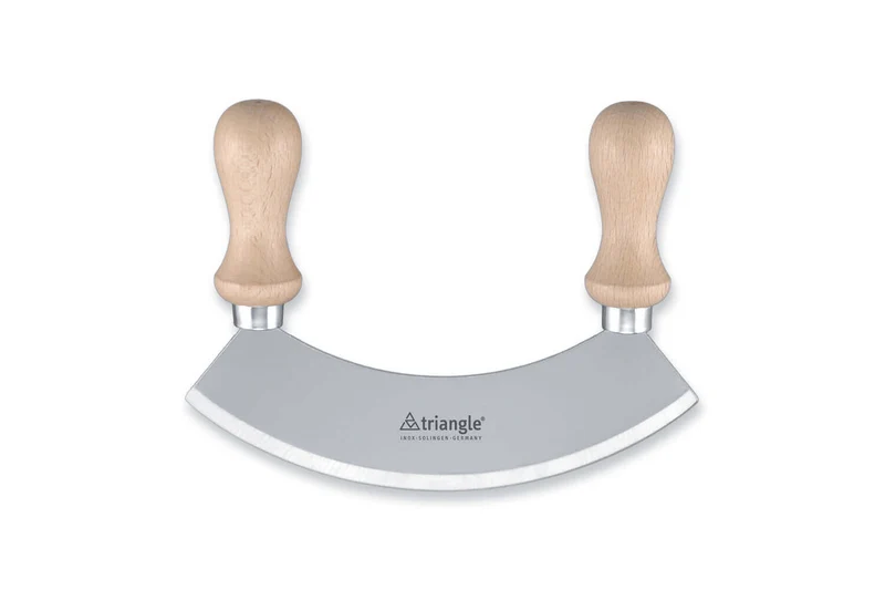 Hachoir berçoir Triangle poignées en hêtre lame simple inox - 2 tailles