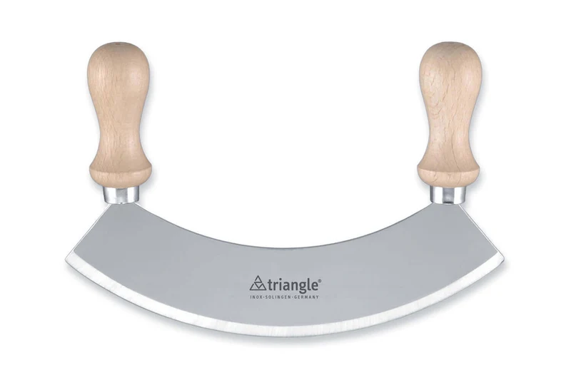 Hachoir berçoir Triangle poignées en hêtre lame simple inox - 2 tailles
