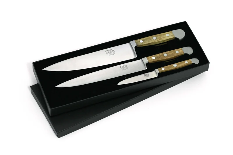 Coffret Güde 3 couteaux forgés Alpha Olive