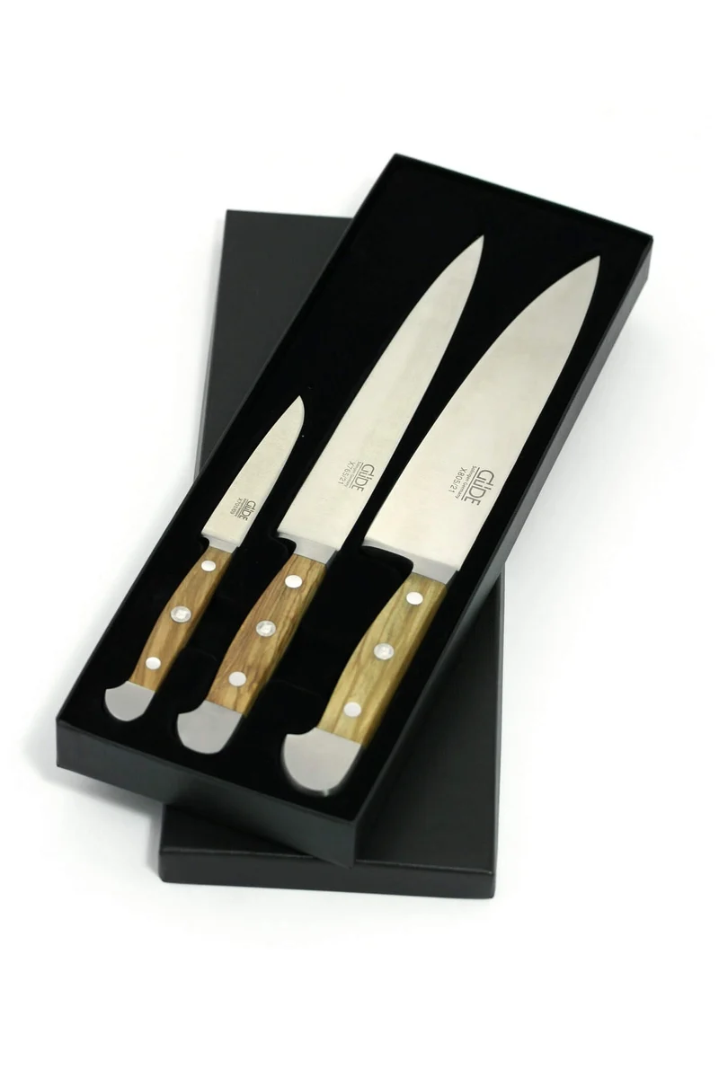 Coffret Güde 3 couteaux forgés Alpha Olive