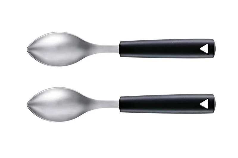 Set de 2 cuillères à quenelle Triangle en acier inox manches en green grip