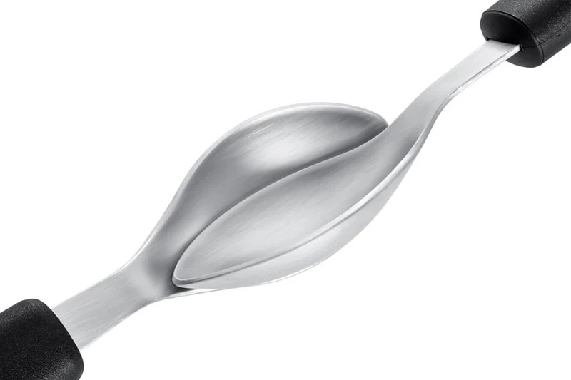 Set de 2 cuillères à quenelle Triangle en acier inox manches en green grip