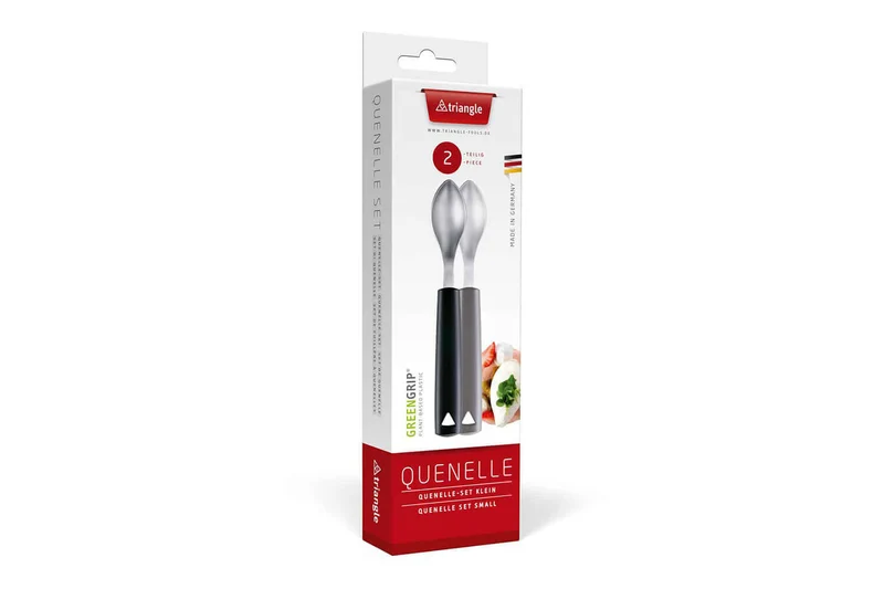 Set de 2 cuillères à quenelle Triangle en acier inox manches en green grip