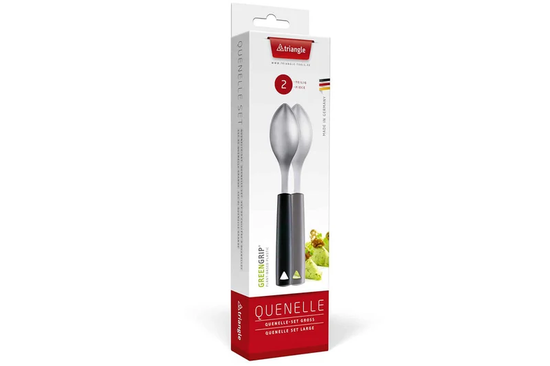 Set de 2 cuillères à quenelle Triangle en acier inox manches en green grip