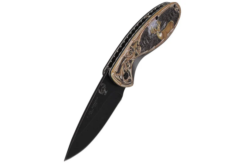 Couteau pliant Herbertz 533712 manche aluminium ornement cerf 3D 11,5cm