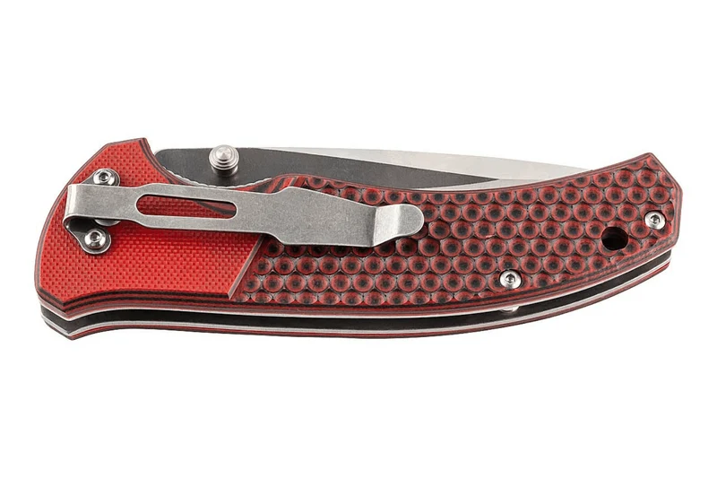 Couteau pliant Herbertz 589412 manche en G10 rouge texture antidérapante 11,7cm + étui