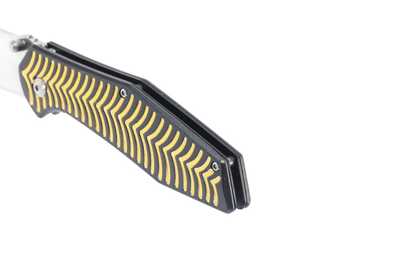 Couteau pliant Herbertz 568512 manche aluminium décor stries dorées 11,5cm