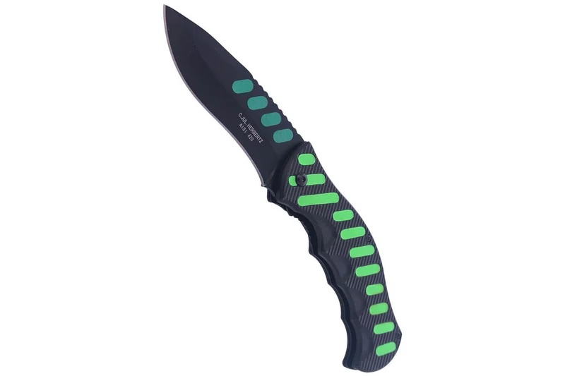 Couteau pliant Herbertz 565912 manche cranté aluminium noir / vert 12,2cm