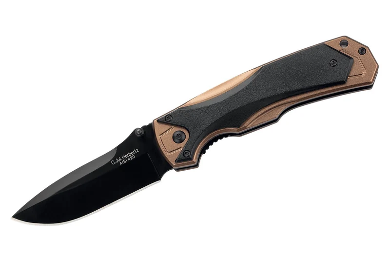 Couteau pliant Herbertz 533512 lame noire et manche ergonomique bi-matière 12cm