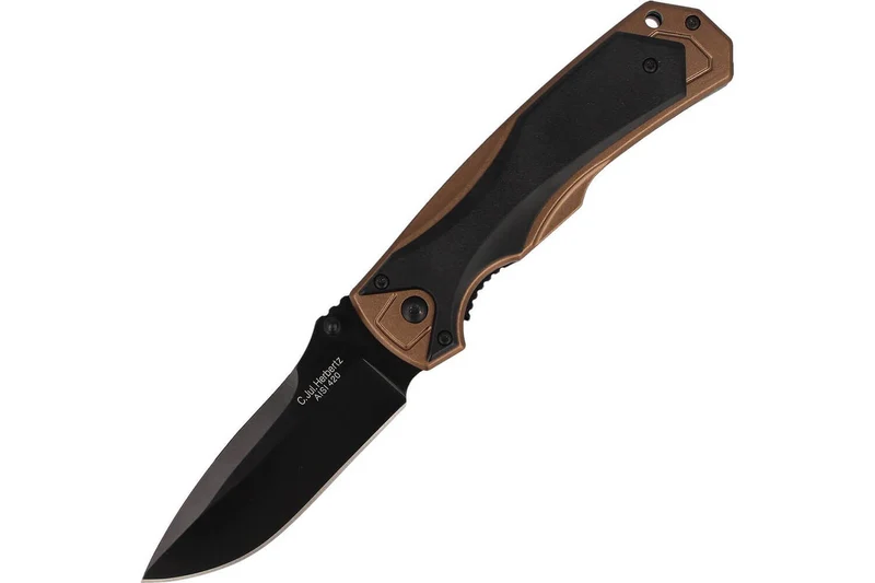 Couteau pliant Herbertz 533512 lame noire et manche ergonomique bi-matière 12cm