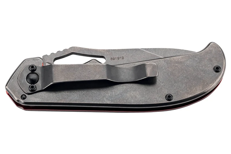 Couteau pliant Herbertz 591912 tout acier inox stonewashed décor tête de mort 11,8cm