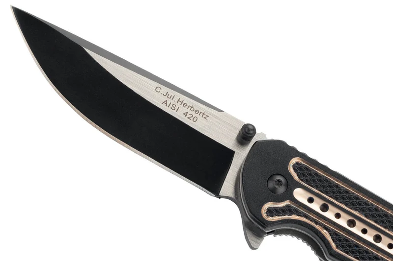 Couteau pliant Herbertz 533813 manche cranté aluminium noir / bronze 12,5cm