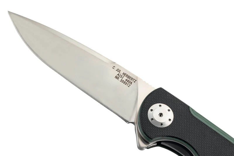 Couteau pliant Herbertz 308912 manche G10 texturé noir et vert 12cm et clip de poche