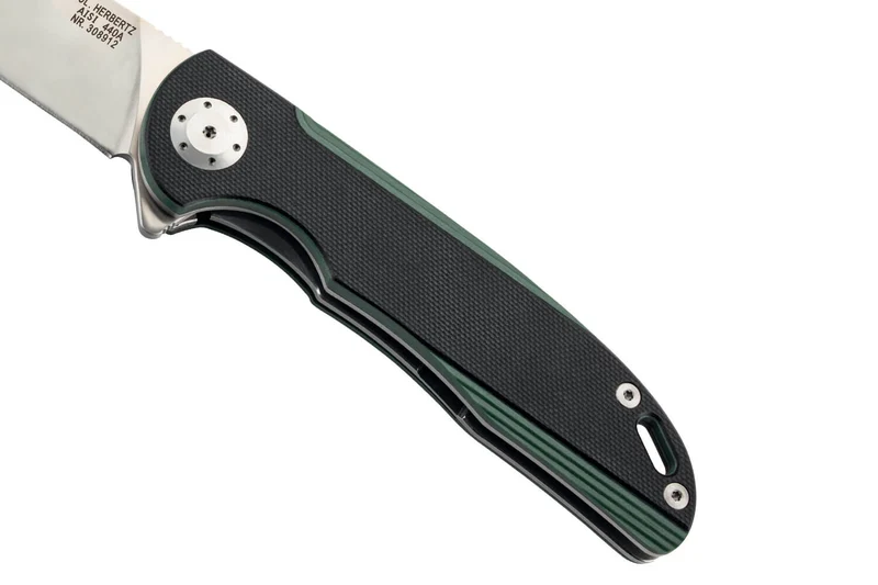 Couteau pliant Herbertz 308912 manche G10 texturé noir et vert 12cm et clip de poche