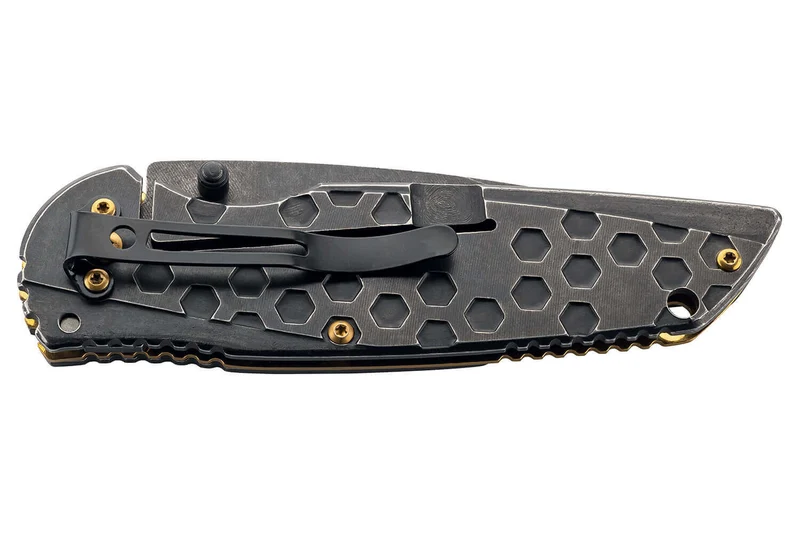 Couteau pliant Herbertz 584612 manche avec index cranté stonewashed sombre tout inox 12cm