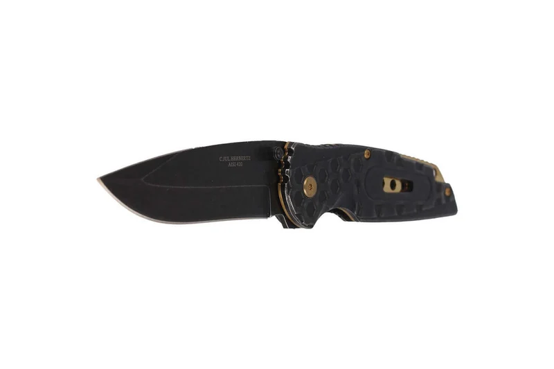 Couteau pliant Herbertz 584612 manche avec index cranté stonewashed sombre tout inox 12cm