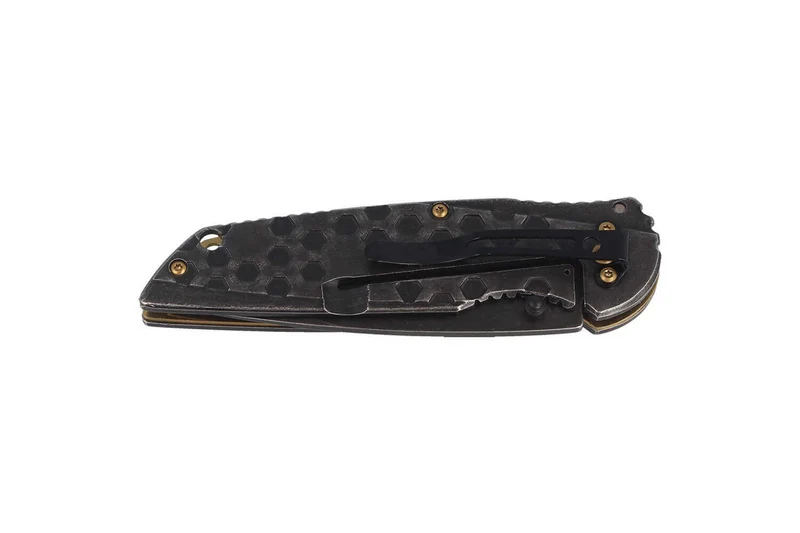 Couteau pliant Herbertz 584612 manche avec index cranté stonewashed sombre tout inox 12cm