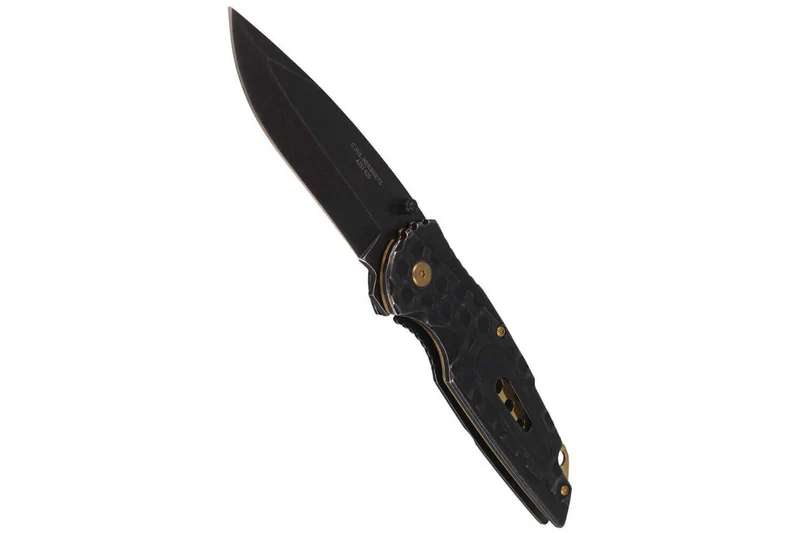 Couteau pliant Herbertz 584612 manche avec index cranté stonewashed sombre tout inox 12cm