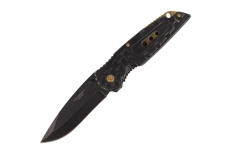 Couteau pliant Herbertz 584612 manche avec index cranté stonewashed sombre tout inox 12cm