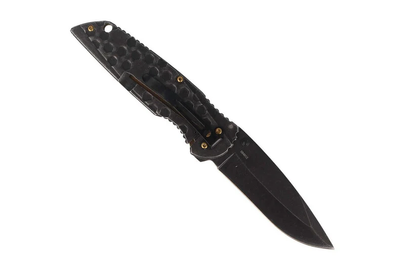 Couteau pliant Herbertz 584612 manche avec index cranté stonewashed sombre tout inox 12cm