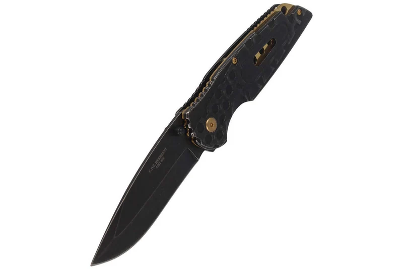 Couteau pliant Herbertz 584612 manche avec index cranté stonewashed sombre tout inox 12cm