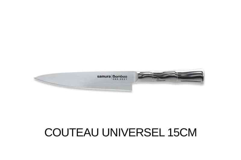 Coffret 3 couteaux Samura Bamboo tout inox AUS8 : Office + Universel + Chef