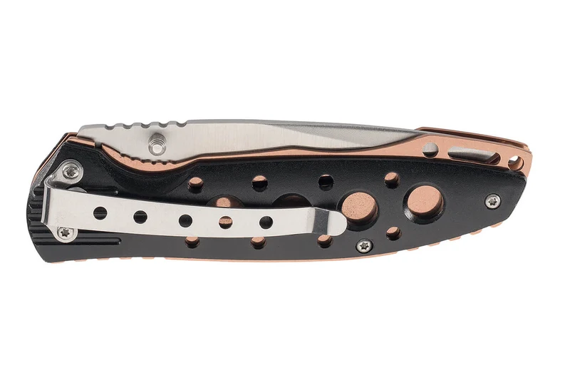 Couteau pliant Herbertz 568411 manche ajouré en alu noir / plaquette inox bronze 11,5cm