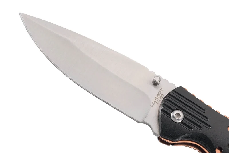 Couteau pliant Herbertz 568411 manche ajouré en alu noir / plaquette inox bronze 11,5cm