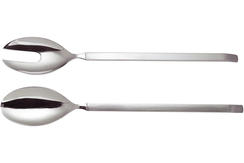 Couverts à salade Alessi Dry inox 18/10 manches satinés 30cm design par Achille Castiglioni