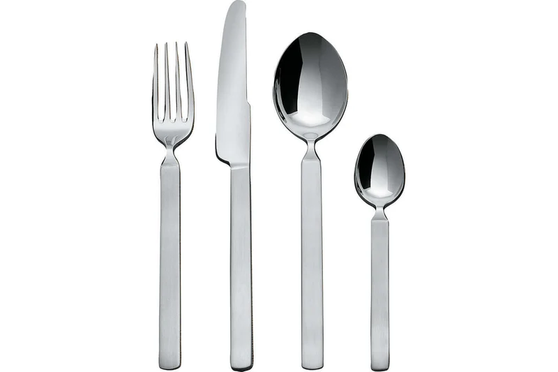 Ménagère 24 couverts Alessi Dry inox 18/10 manches satinés design par Achille Castiglioni