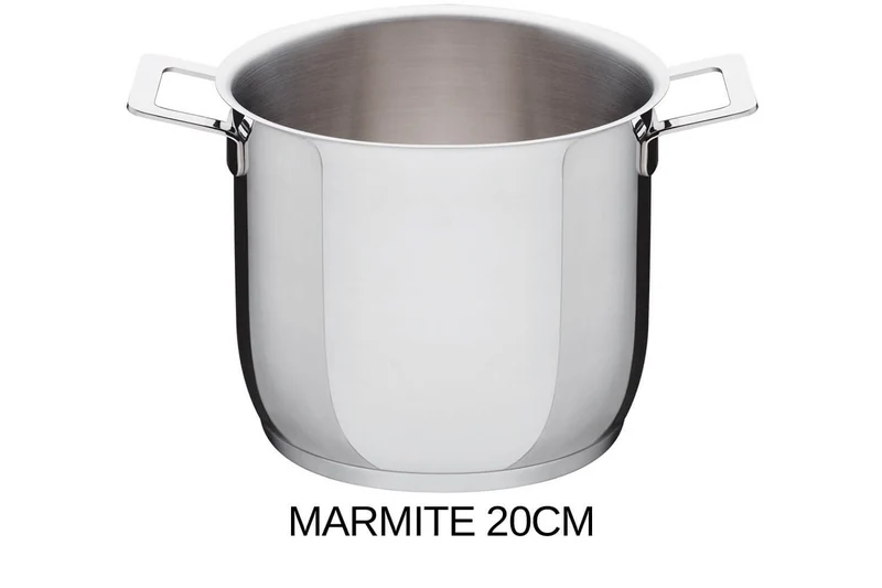 Batterie de cuisine Alessi Pots&Pans 7 pièces tout inox 18/10 design par Jasper Morrison