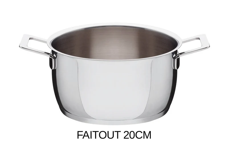 Batterie de cuisine Alessi Pots&Pans 7 pièces tout inox 18/10 design par Jasper Morrison