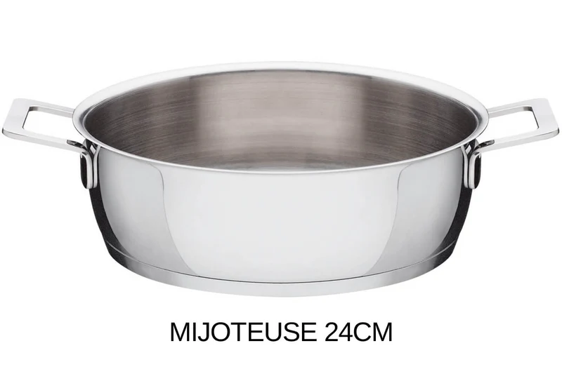Batterie de cuisine Alessi Pots&Pans 7 pièces tout inox 18/10 design par Jasper Morrison