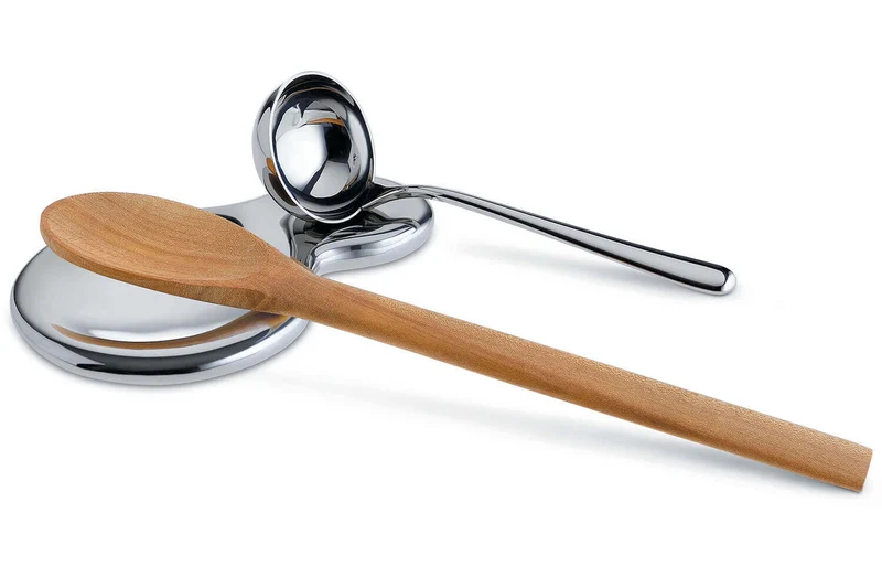Repose-cuillère Alessi T-1000 tout inox 18/10 design par Valerio Sommella