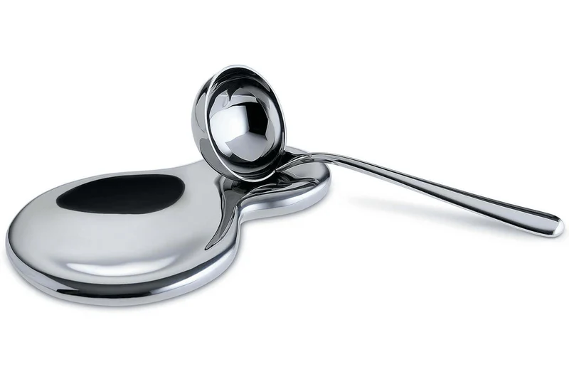 Repose-cuillère Alessi T-1000 tout inox 18/10 design par Valerio Sommella