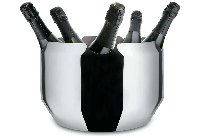 Seau à champagne Alessi Noè en acier inoxydable 18/10 design par Giulio Iacchetti
