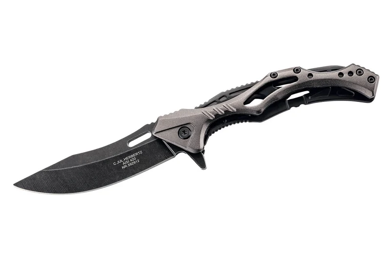 Couteau pliant Herbertz 592912 squelette blackwashed manche inox / alu 12cm