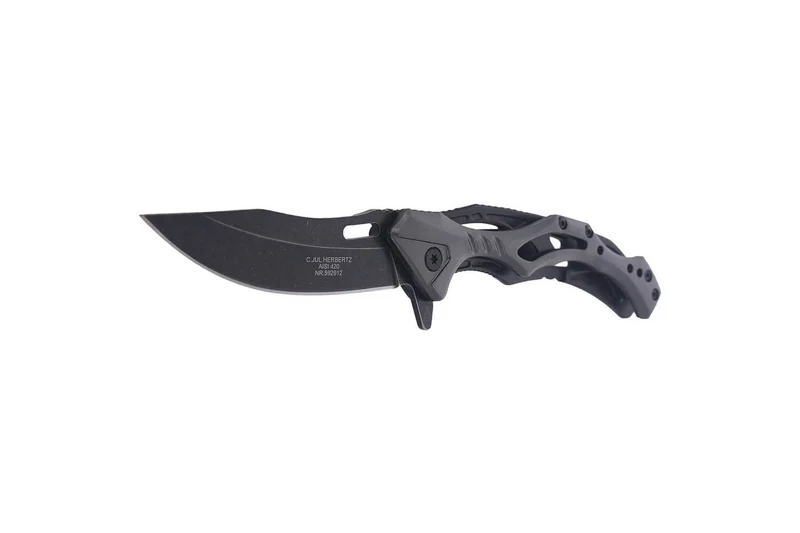 Couteau pliant Herbertz 592912 squelette blackwashed manche inox / alu 12cm