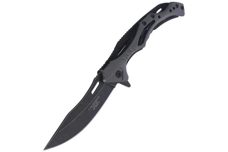 Couteau pliant Herbertz 592912 squelette blackwashed manche inox / alu 12cm