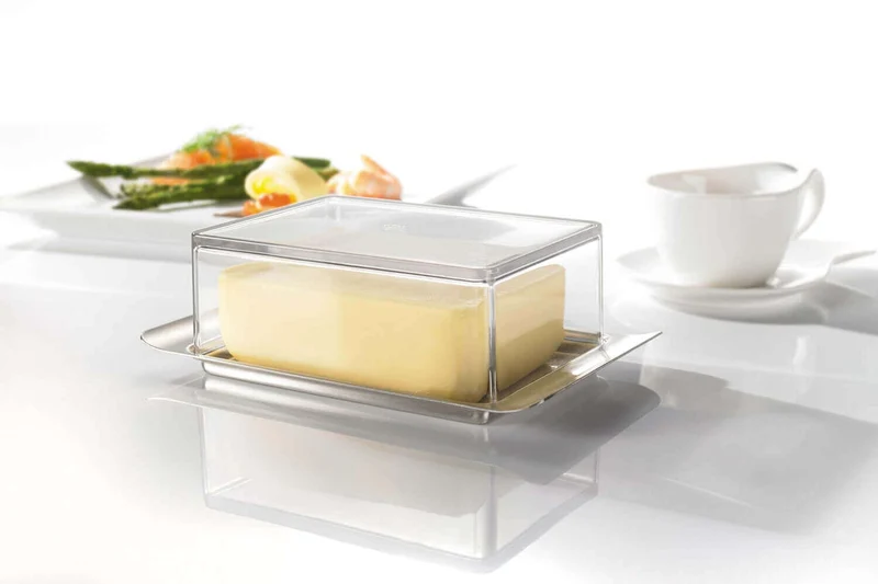 Beurrier Gefu Brunch en acier inoxydable et SAN pour beurre 250g
