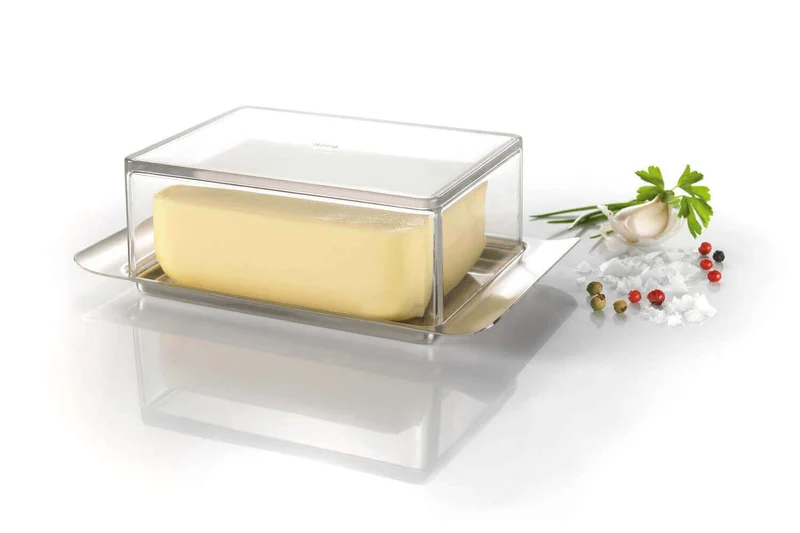 Beurrier Gefu Brunch en acier inoxydable et SAN pour beurre 250g