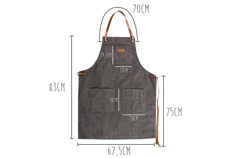 Tablier de cuisine Wusaki en toile et cuir 83x67,5cm - Taille unique