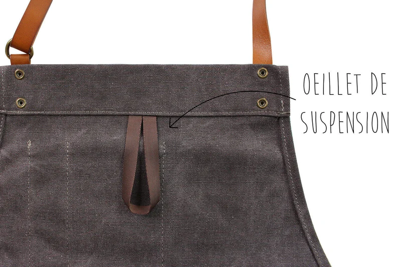 Tablier de cuisine Wusaki en toile et cuir 83x67,5cm - Taille unique