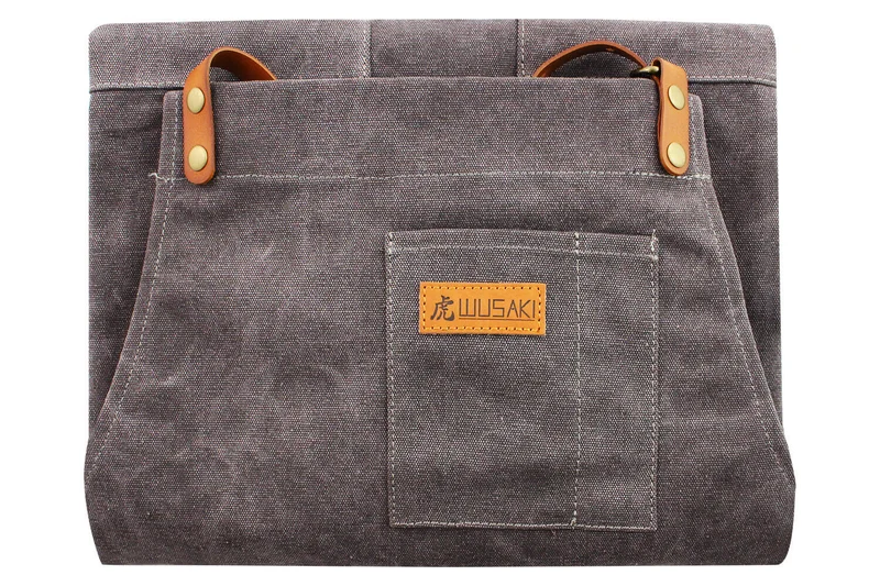 Tablier de cuisine Wusaki en toile et cuir 83x67,5cm - Taille unique