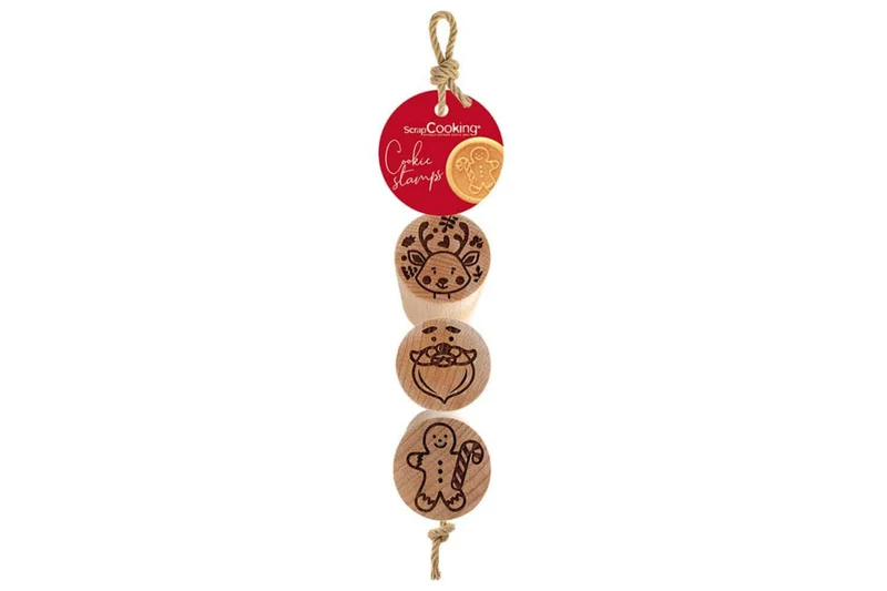 3 mini tampons pour biscuits Scrapcooking en bois - Plusieurs motifs